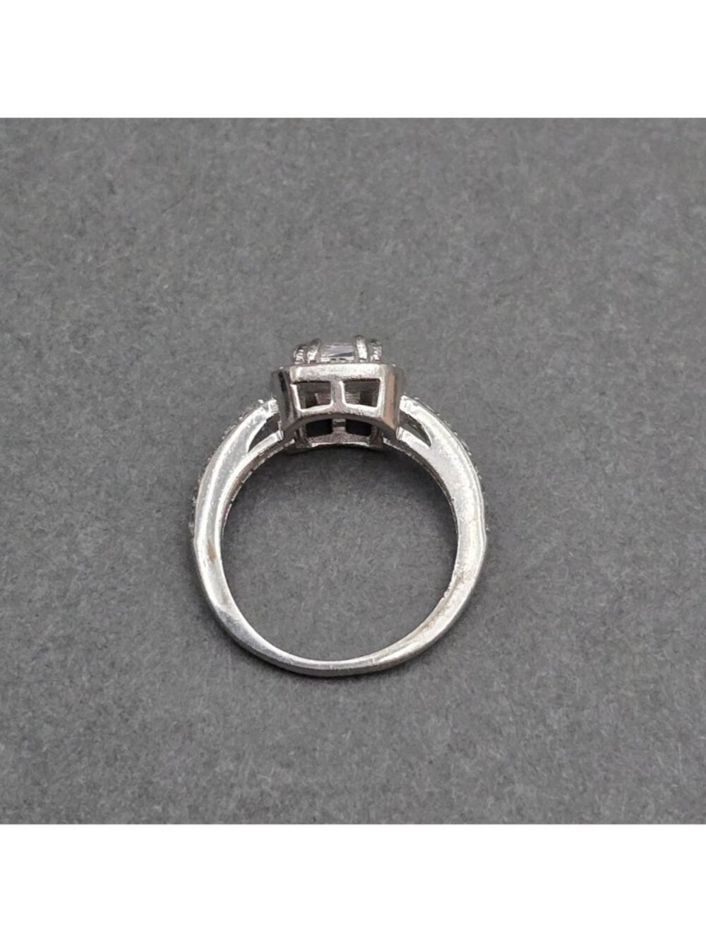 Vintage Sterling Silver Quartz Ring Size 3.5  Cushion Cut Halo Pinky Band - Picture 5 of 11